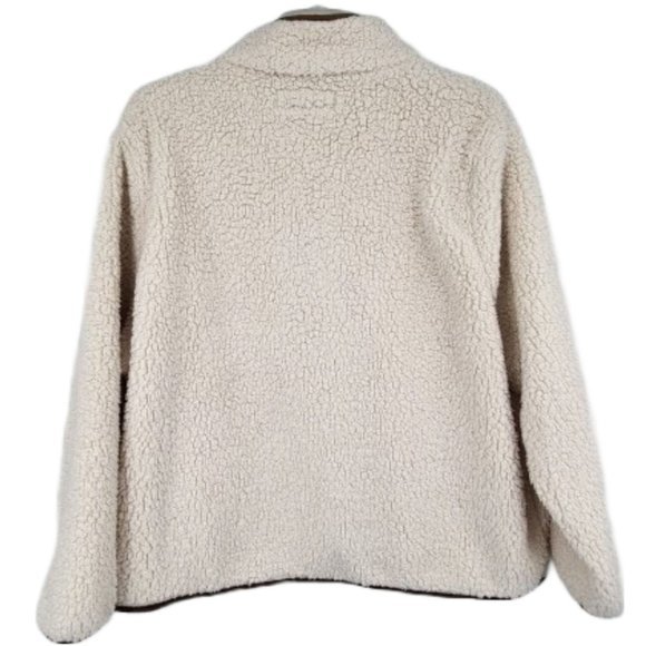 Ava Viv Faux Fur Beige Jacket Waist Length Snap Close Mock Neck Womens Plus 1X - Picture 2 of 6